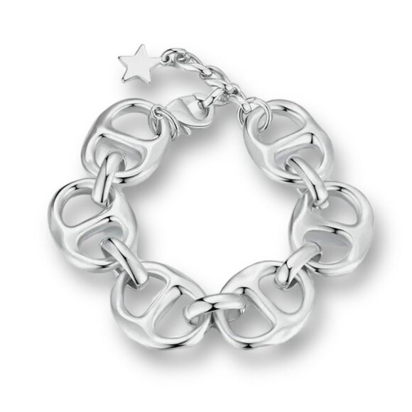 NEW Chunky Link Bracelet 7" 18K Gold Plated Mariner Nautical Anchor Chain Preppy - Picture 2 of 8